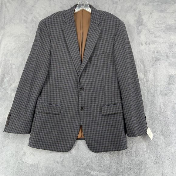 HART SCHAFNER MARX Silk Lined Wool Suit Jacket Blazer Grey...